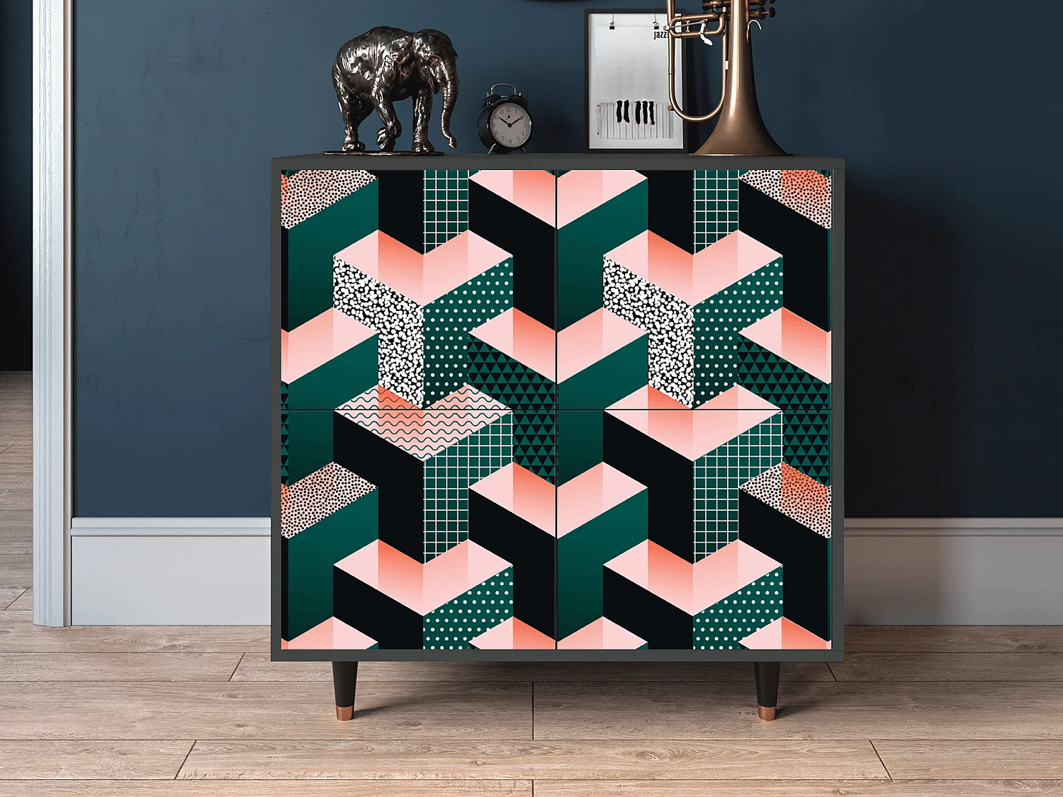 Buffet - 94x96x48 cm - BS3 - Geometric Madness, Anthracite