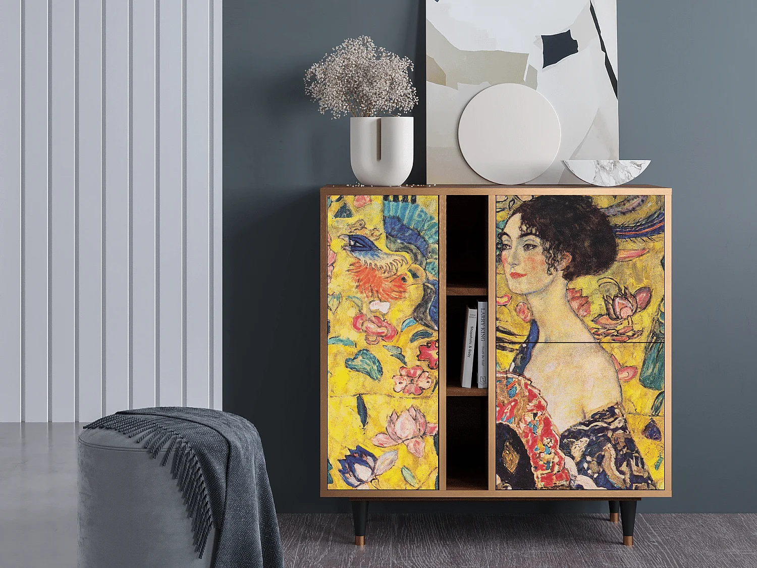 Buffet - 94х96х41 cm - BS5 - Lady with Fan by Klimt, Noyer