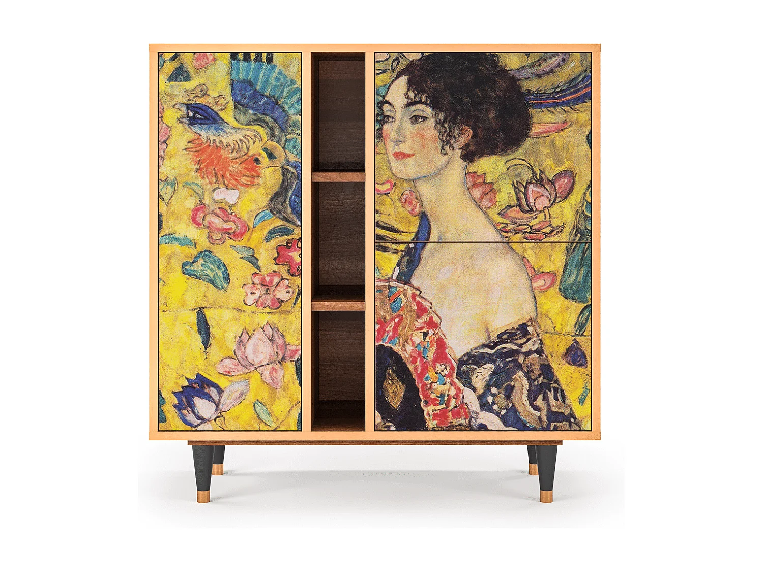 Kredens - 94х96х41 cm - BS5 - Lady with Fan by Klimt, Orzech