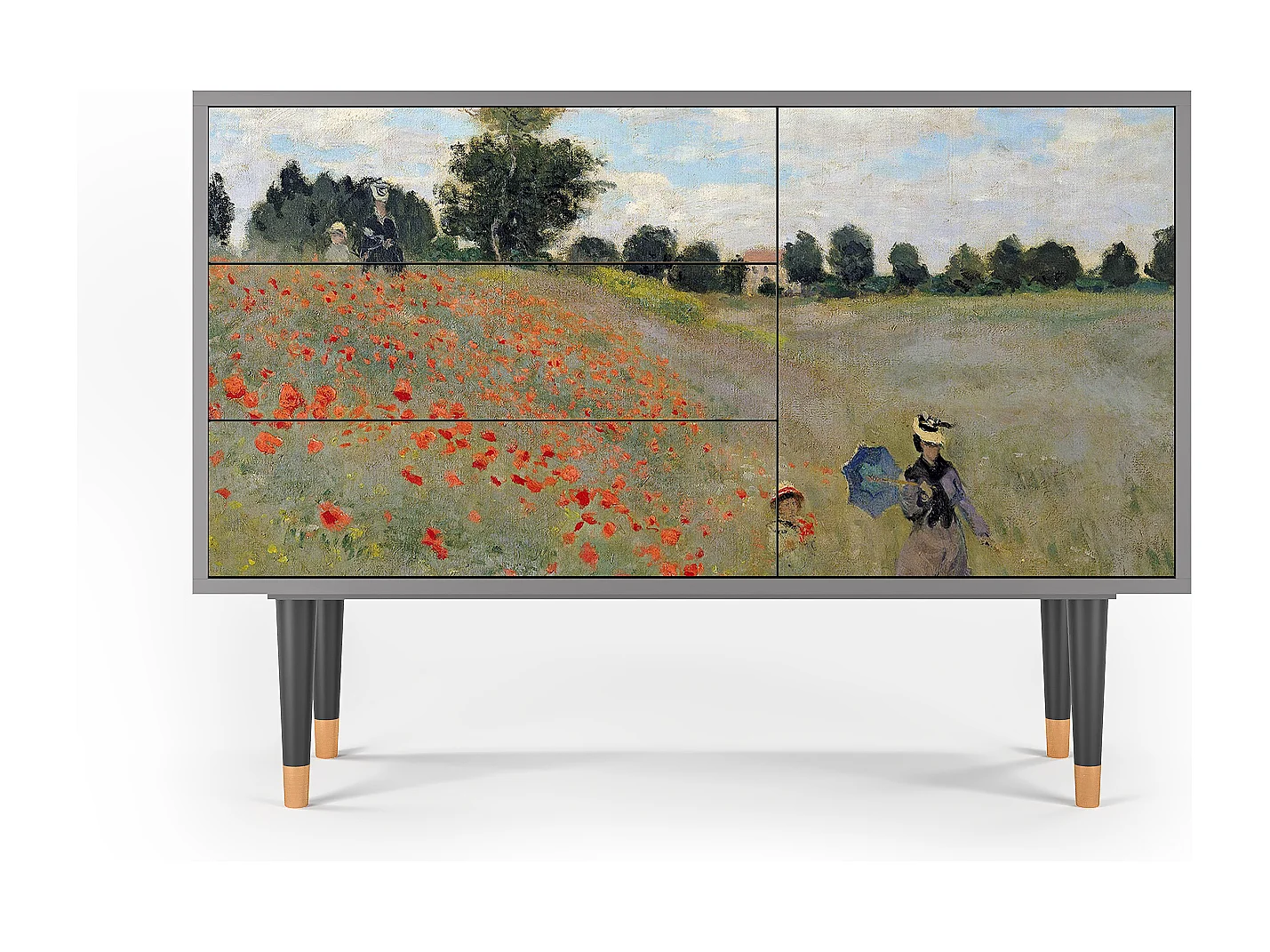 Kredens - 115х84х41 cm - S3 - The Poppy Field   , Szary
