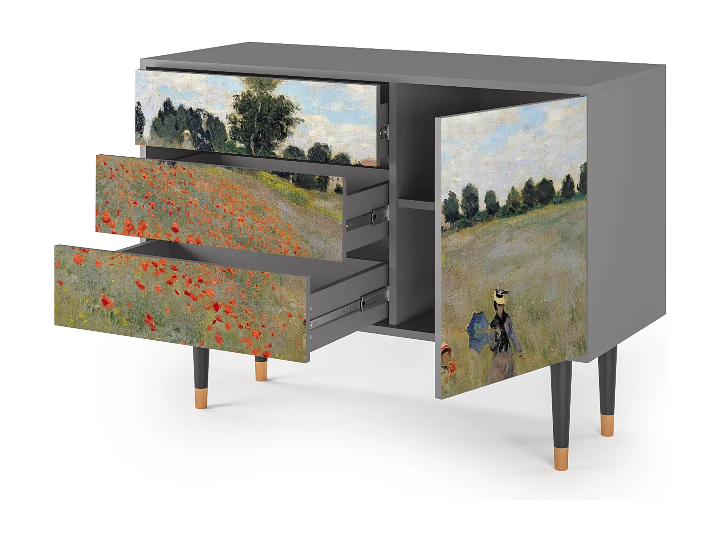 Kredens - 115х84х41 cm - S3 - The Poppy Field   , Szary