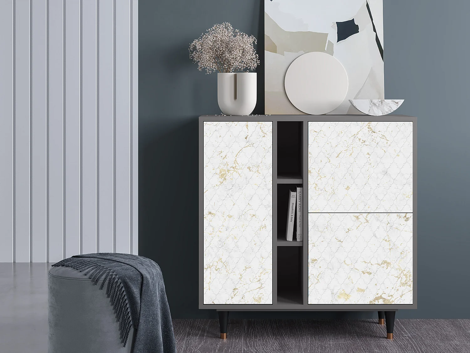 Kredens - 94х96х41 cm - BS5 - Sweet Cotton, Szary