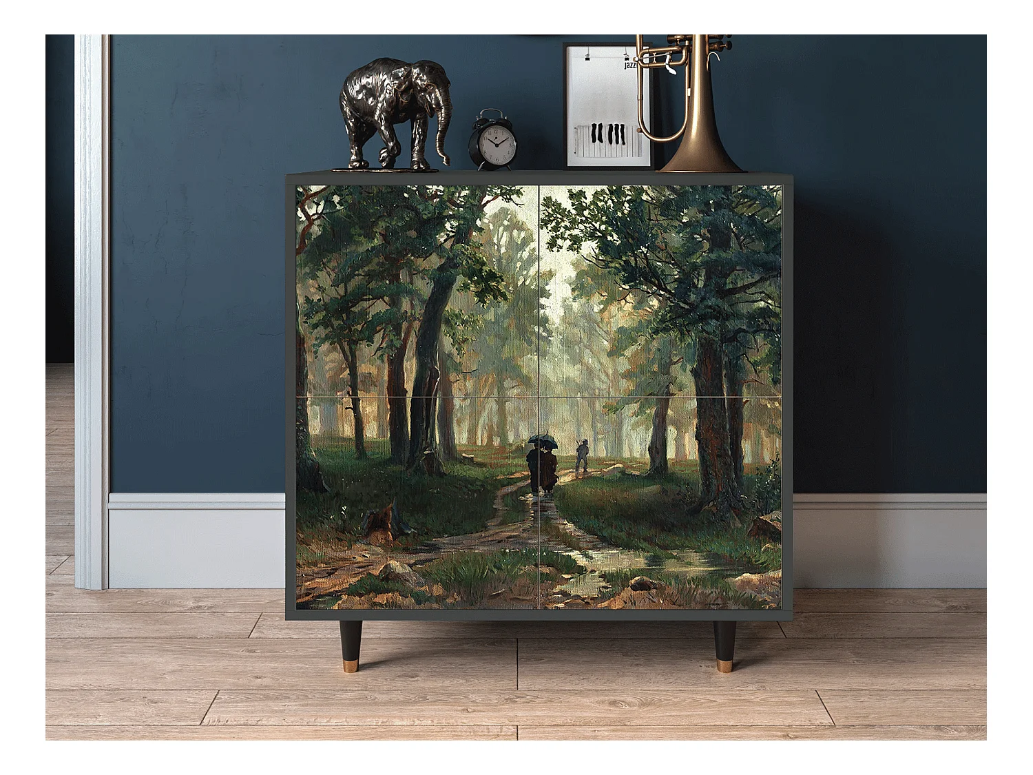 Kredens - 94x96x48 cm - BS3 -  Rain in the Oak Forest, Antracyt