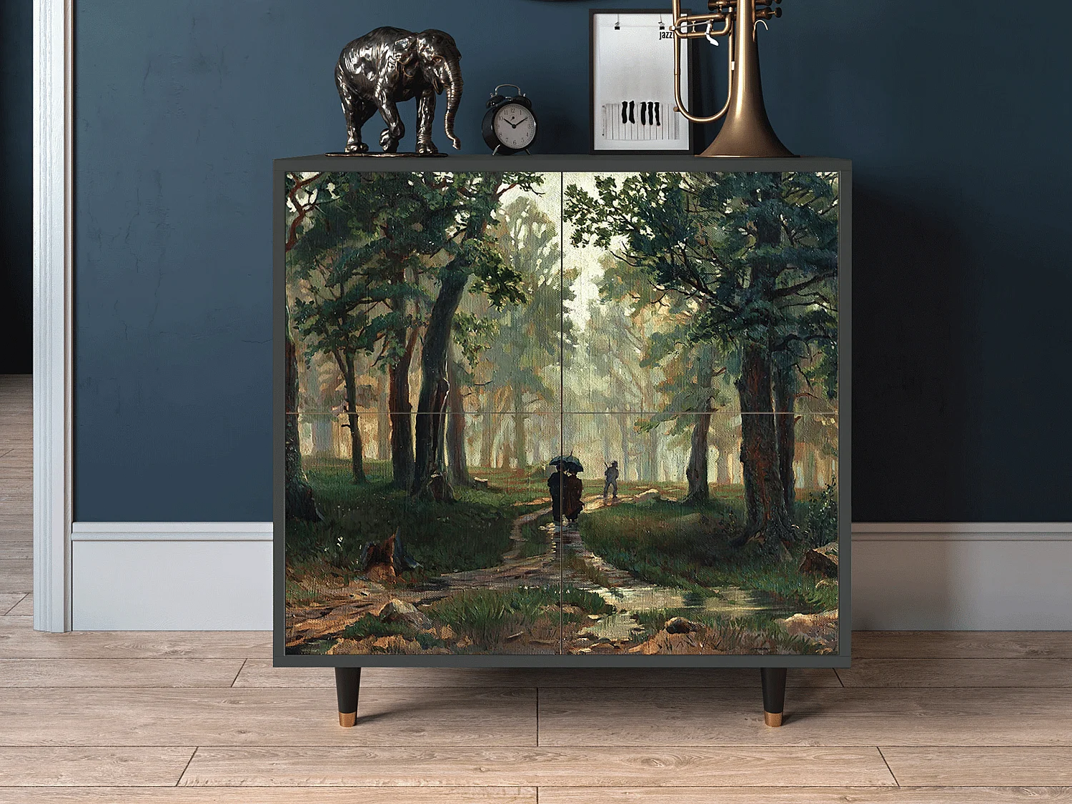 Kredens - 94x96x48 cm - BS3 -  Rain in the Oak Forest, Antracyt