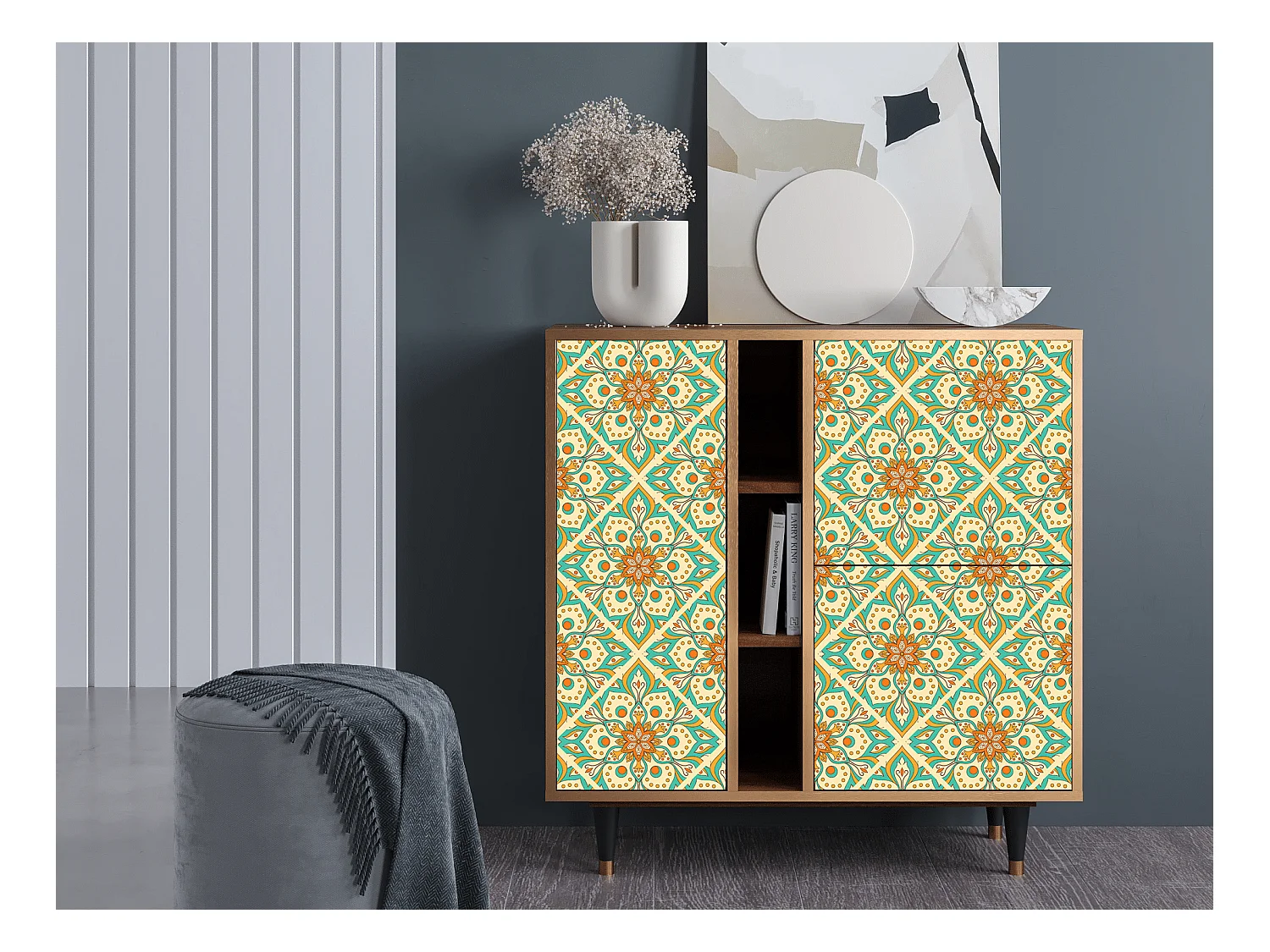 Buffet - 94х96х41 cm - BS5 - Hindu Daisy, Noyer