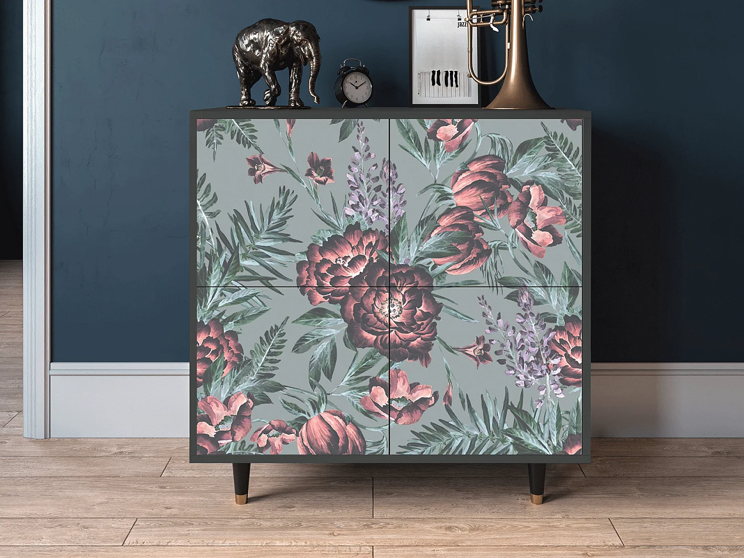 Buffet - 94x96x48 cm - BS3 - Light Peonies, Anthracite