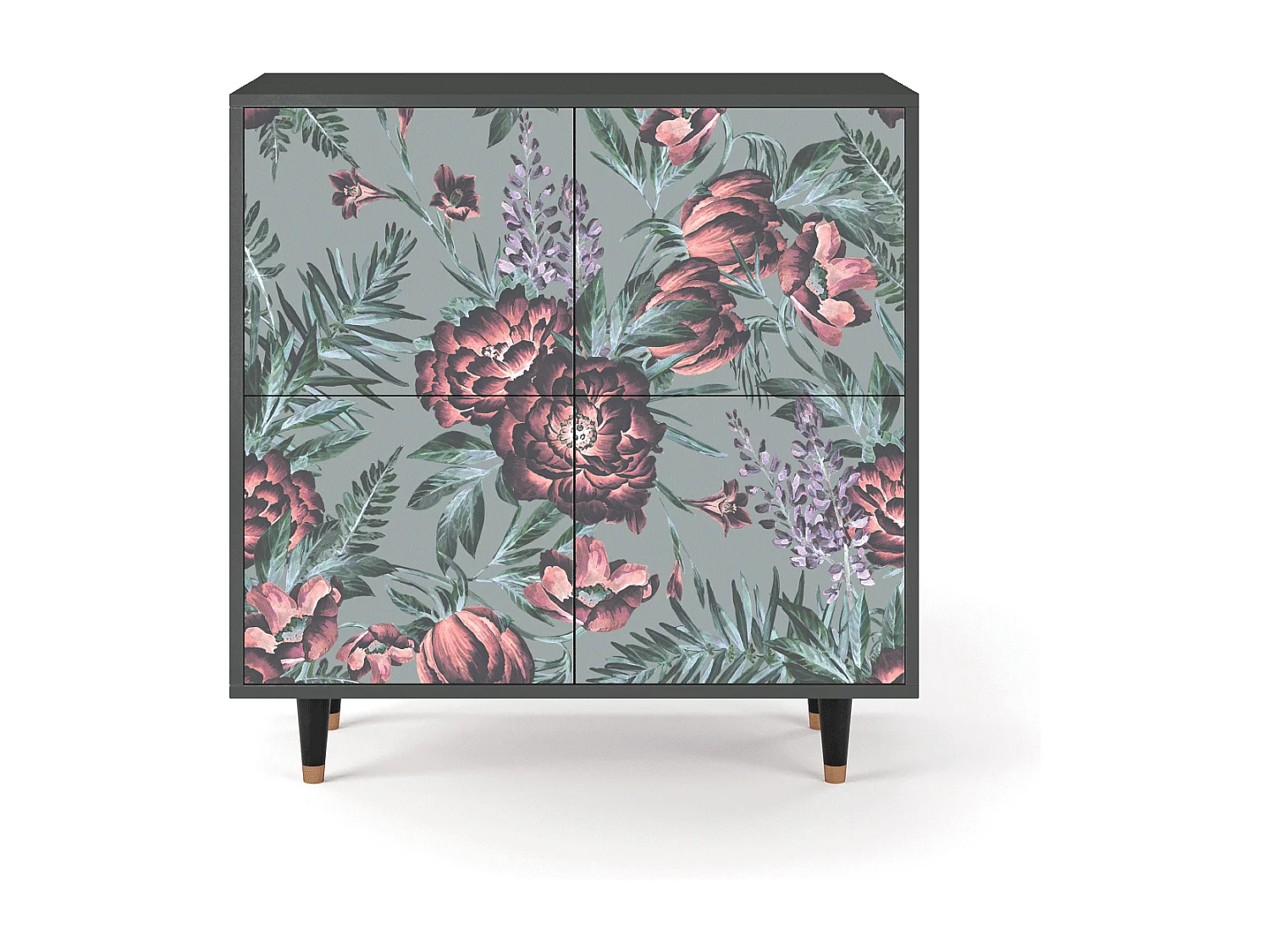 Sideboard - 94x96x48 cm - BS3 - Light Peonies, Anthrazit