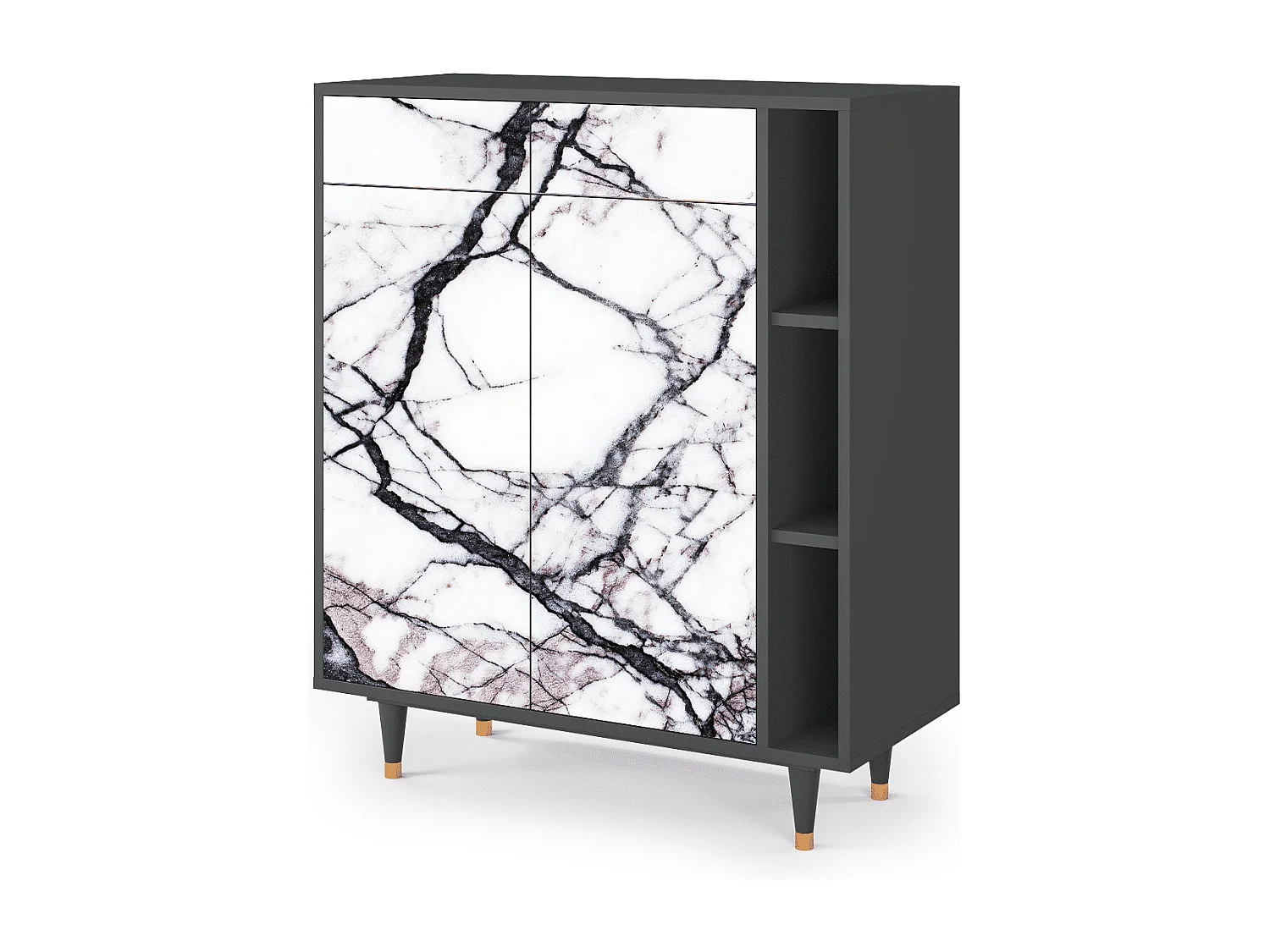 Dressoir - 96х110х41 cm - BS6 - Raven Marble, Antraciet
