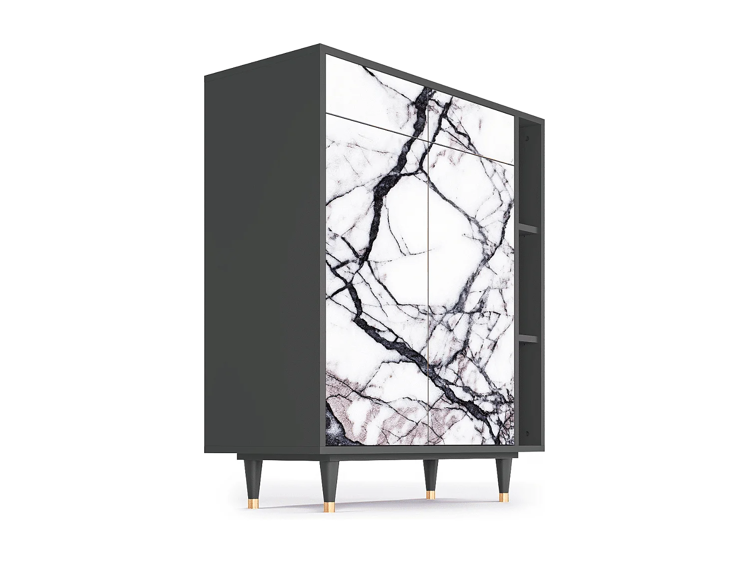 Kredens - 96х110х41 cm - BS6 - Raven Marble, Antracyt