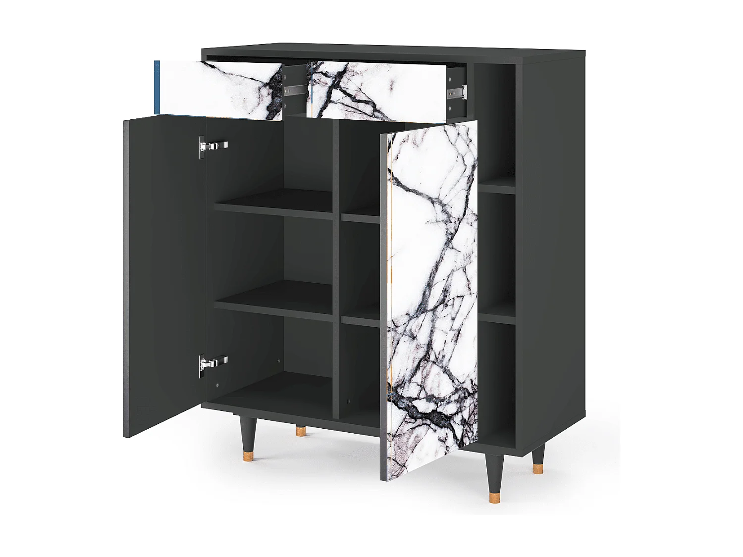 Kredens - 96х110х41 cm - BS6 - Raven Marble, Antracyt