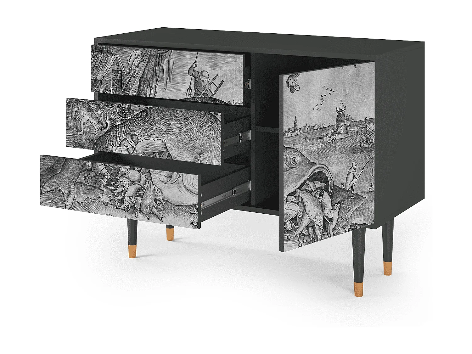 Buffet - 115х84х41 cm - S3 - Big Fish Eat Little, Anthracite