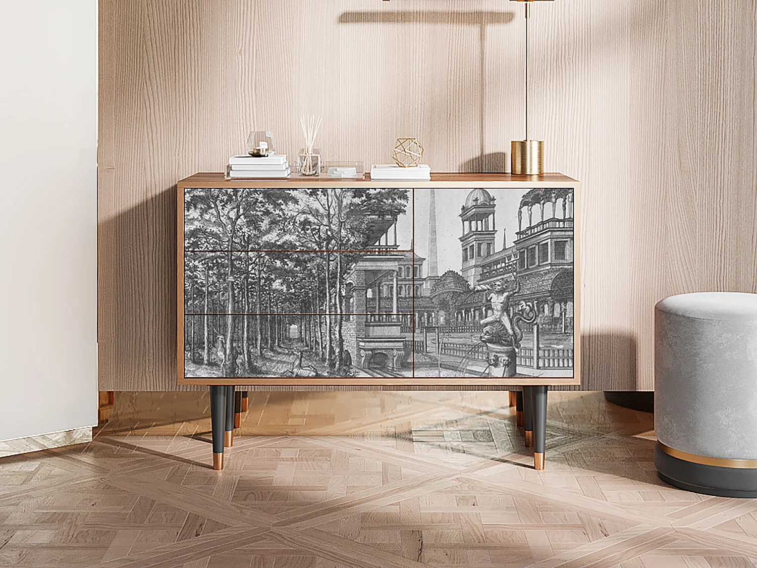 Buffet - 115х84х41 cm - S3 - View of the Piazza, Noyer