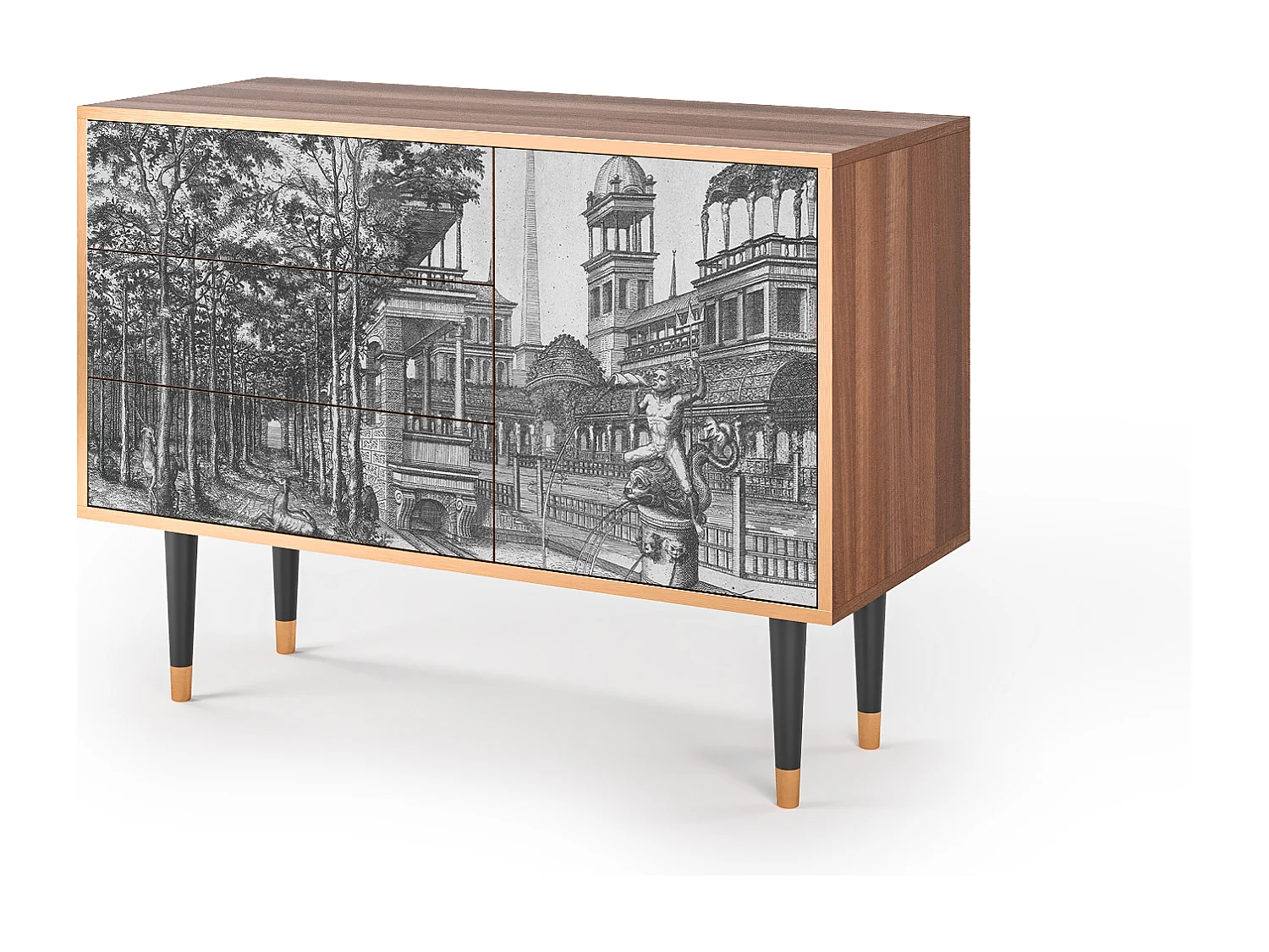 Buffet - 115х84х41 cm - S3 - View of the Piazza, Noyer