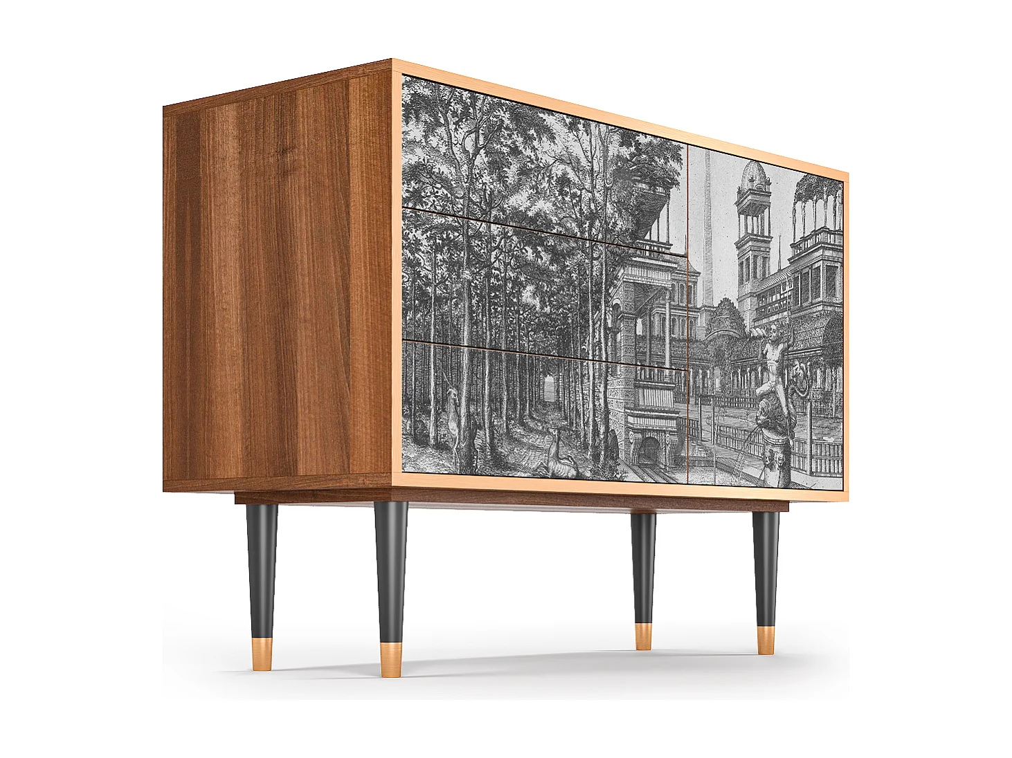 Buffet - 115х84х41 cm - S3 - View of the Piazza, Noyer