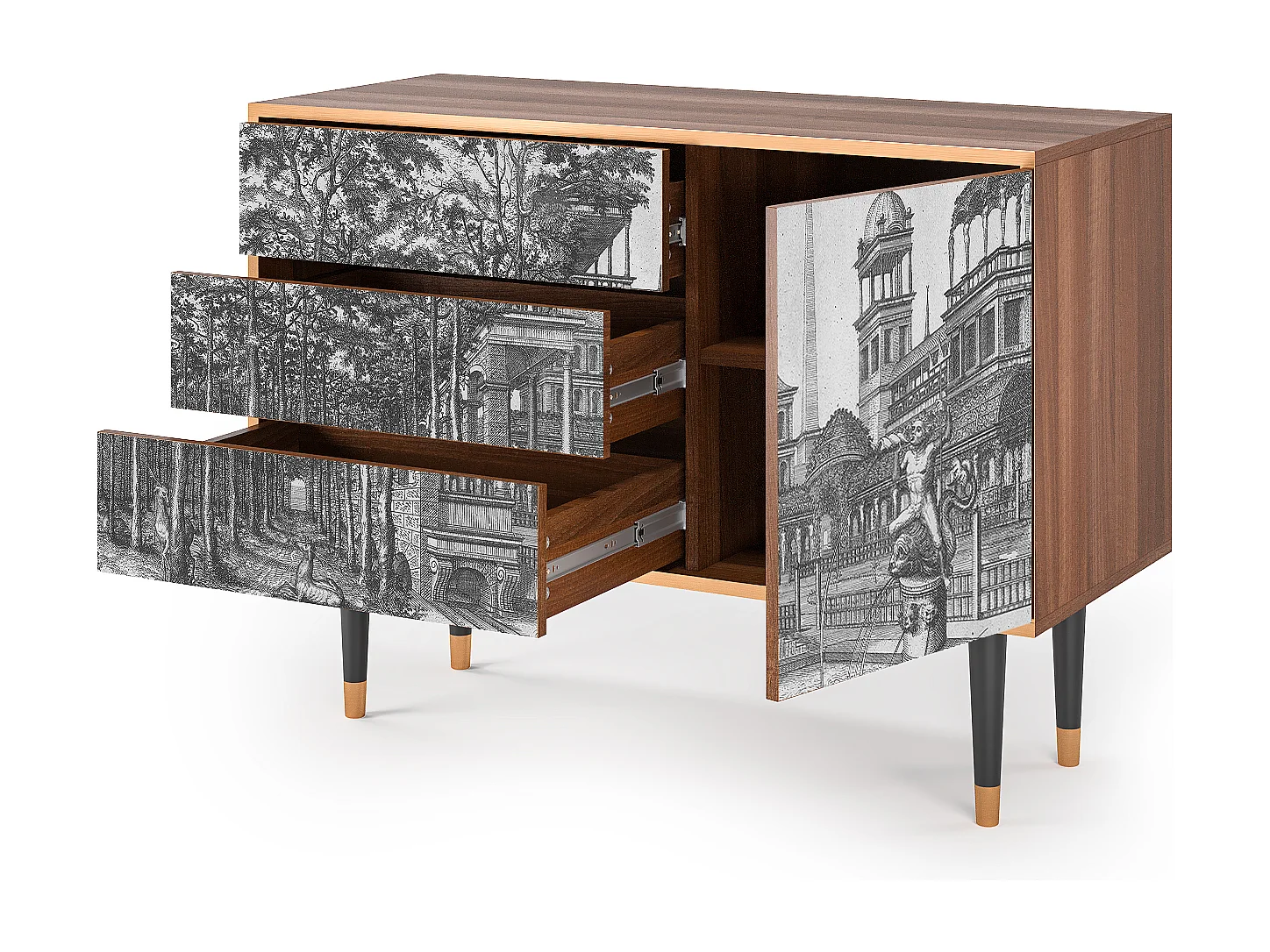 Buffet - 115х84х41 cm - S3 - View of the Piazza, Noyer