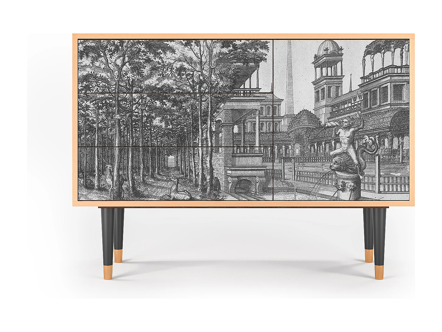 Credenza - 115х84х41 cm - S3 - View of the Piazza, Noce
