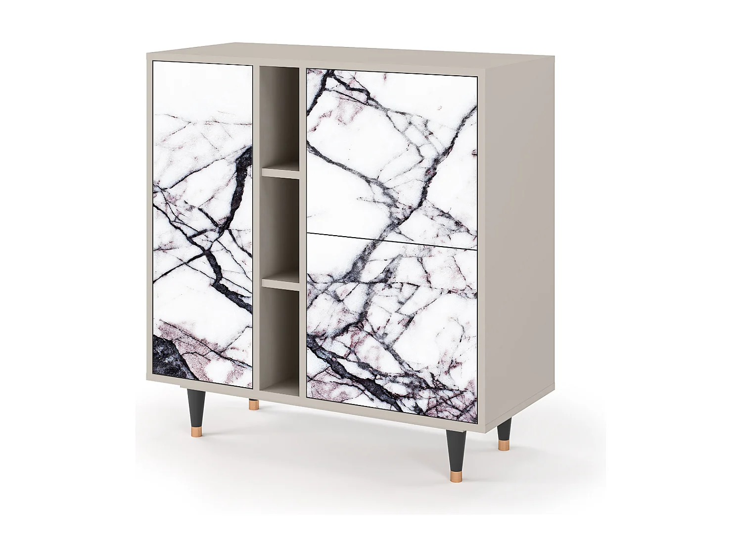 Kredens - 94х96х41 cm - BS5 - Raven Marble, Piaskowy