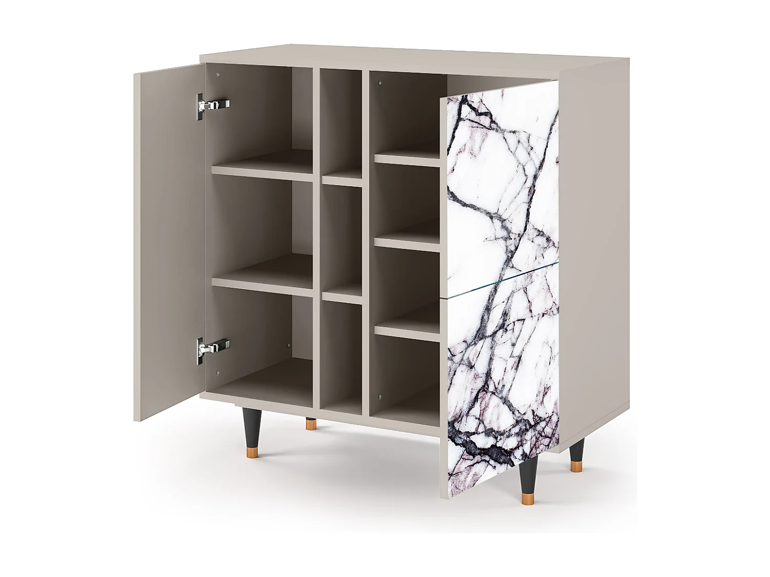 Kredens - 94х96х41 cm - BS5 - Raven Marble, Piaskowy