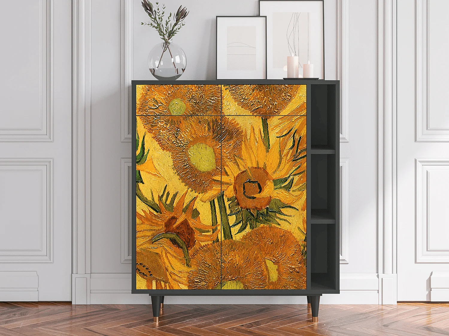 Buffet - 96х110х41 cm - BS6 - Sunflowers, Anthracite