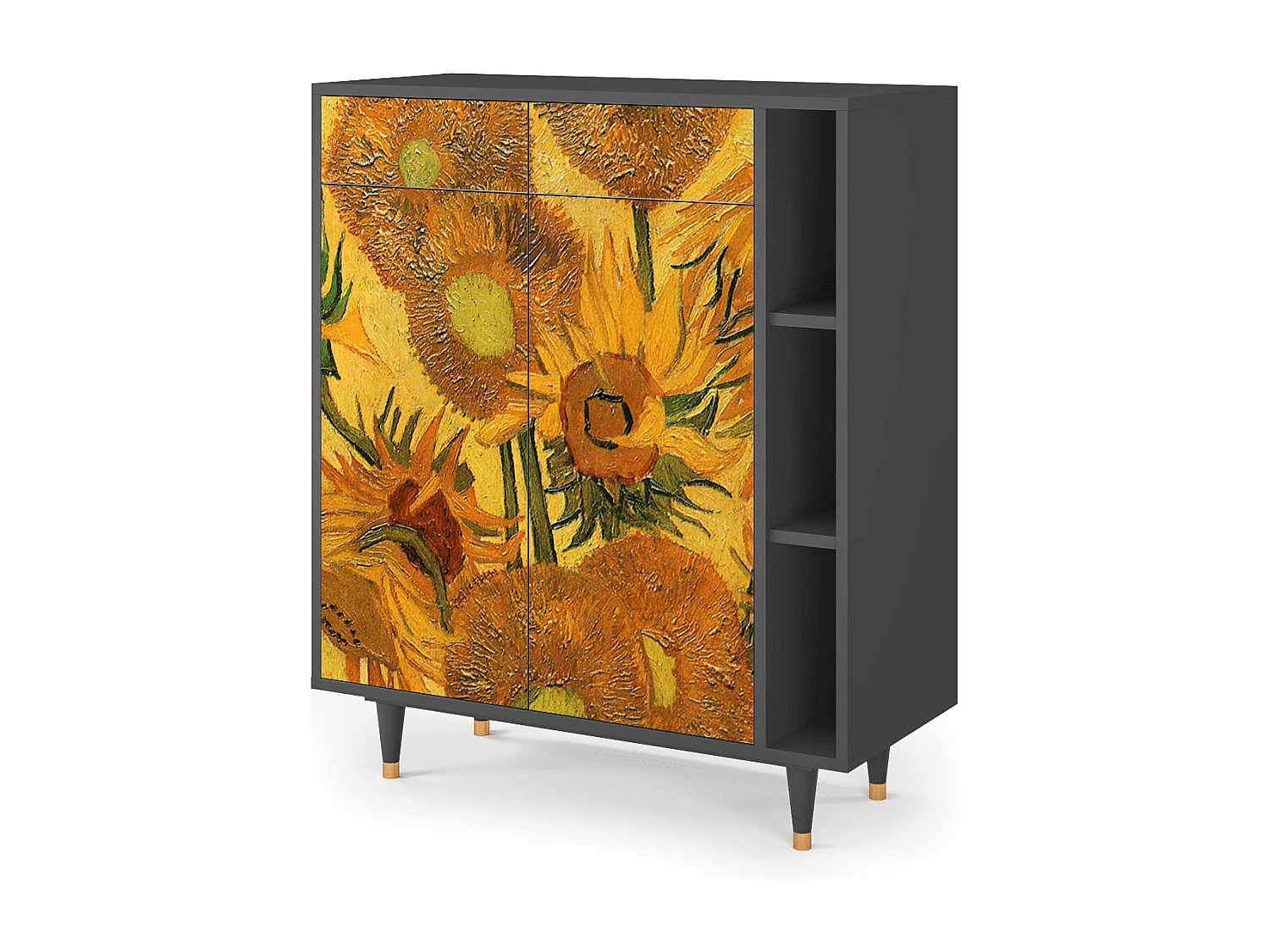 Credenza - 96х110х41 cm - BS6 - Sunflowers, Antracite