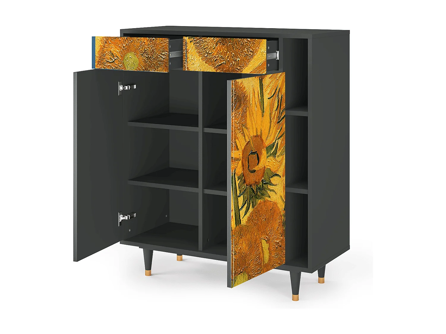 Credenza - 96х110х41 cm - BS6 - Sunflowers, Antracite