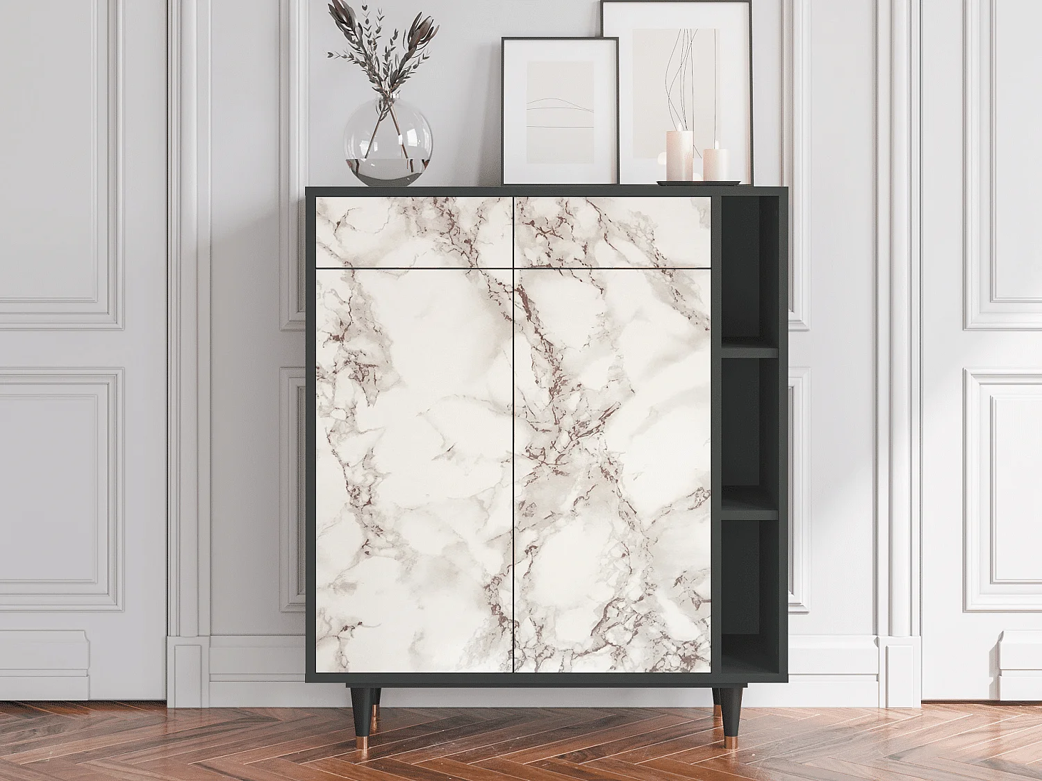 Buffet - 96х110х41 cm - BS6 - Milk Marble, Anthracite