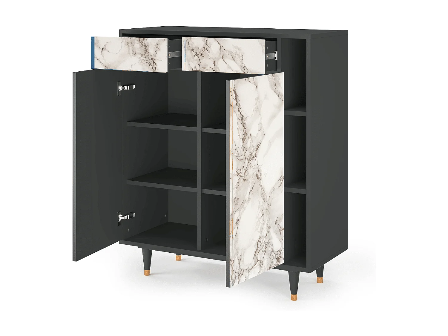 Dressoir - 96х110х41 cm - BS6 - Milk Marble, Antraciet