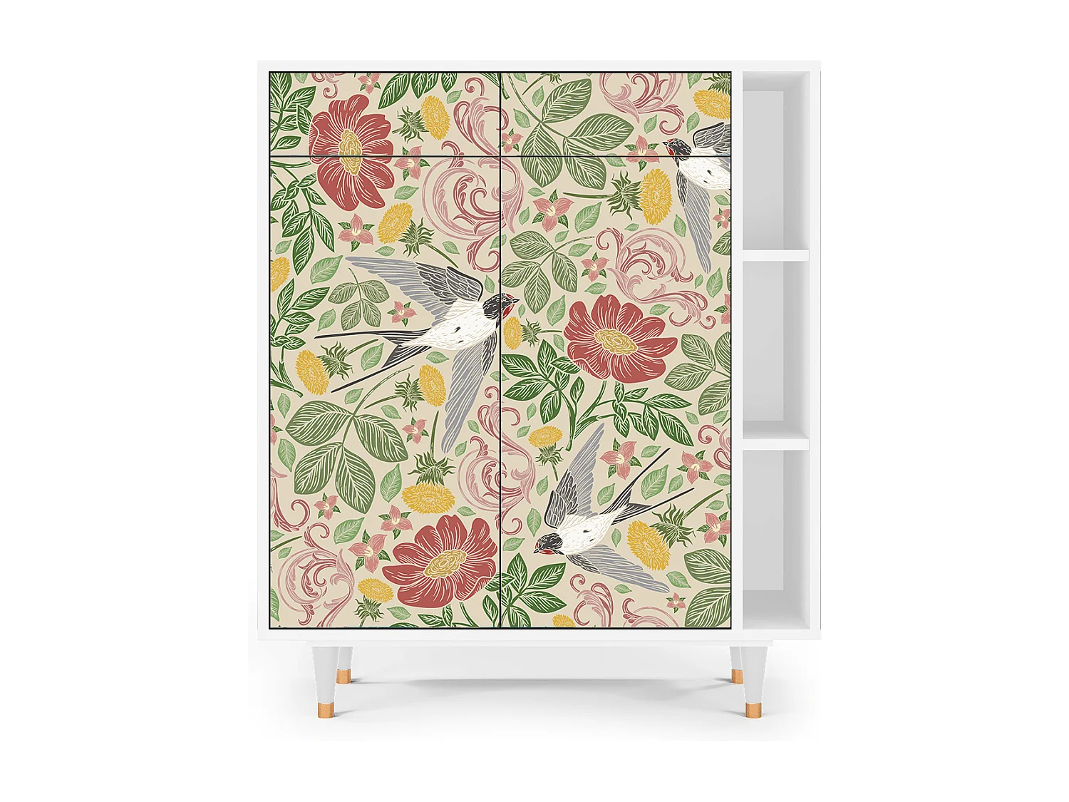 Kredens - 96х110х41 cm - BS6 - Spring Swallow, Biały