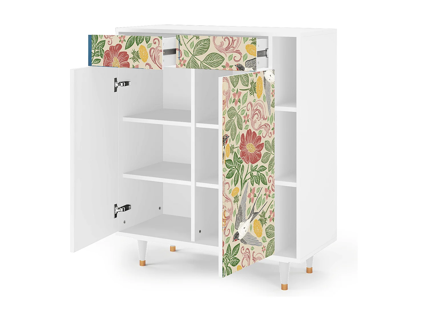 Kredens - 96х110х41 cm - BS6 - Spring Swallow, Biały