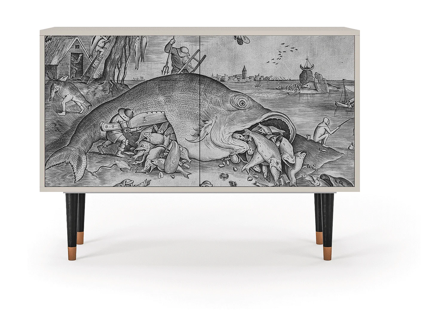 Kredens - 115x85x48 cm - BS4 - Big Fish Eat Little, Piaskowy