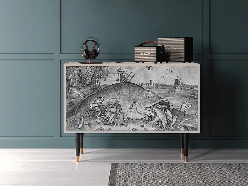 Kredens - 115x85x48 cm - BS4 - Big Fish Eat Little, Piaskowy