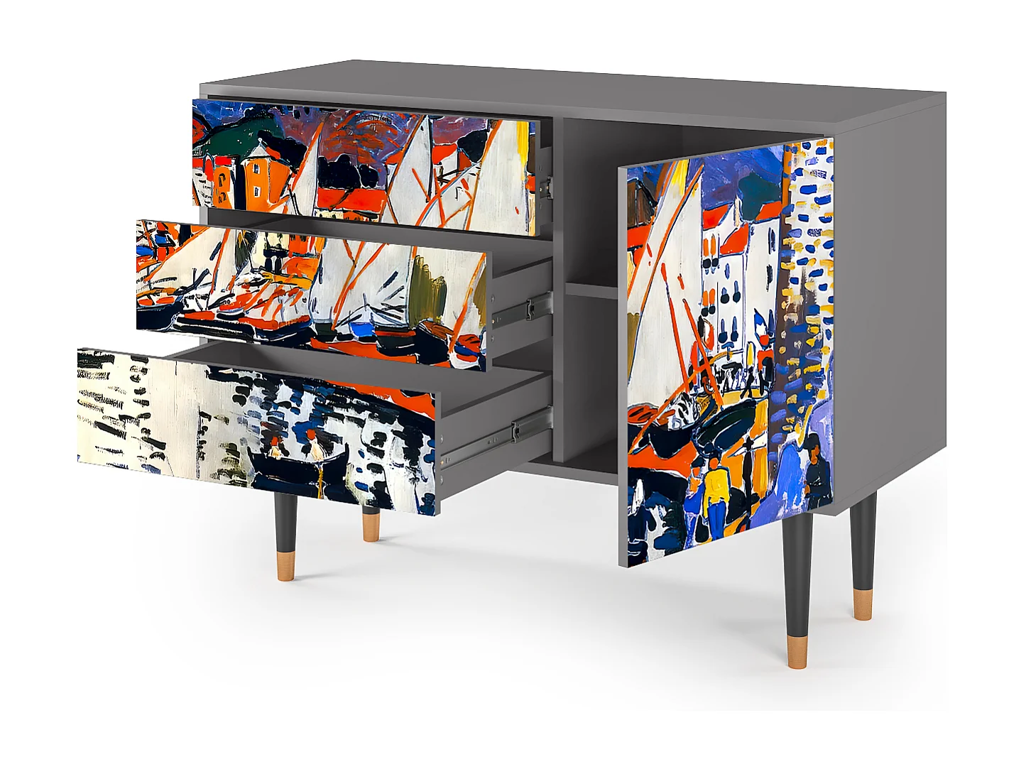 Dressoir - 115х84х41 cm - S3 - The Port of Collioure , Grijs