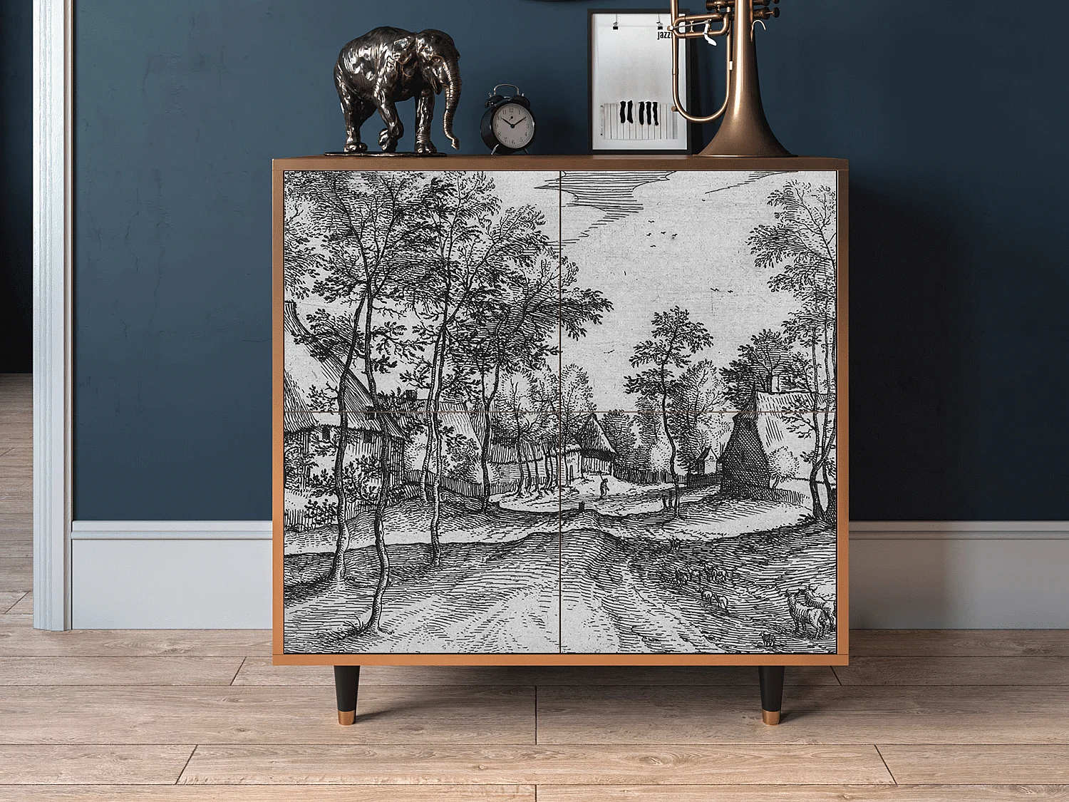 Kredens - 94x96x48 cm - BS3 - Village Road, Orzech