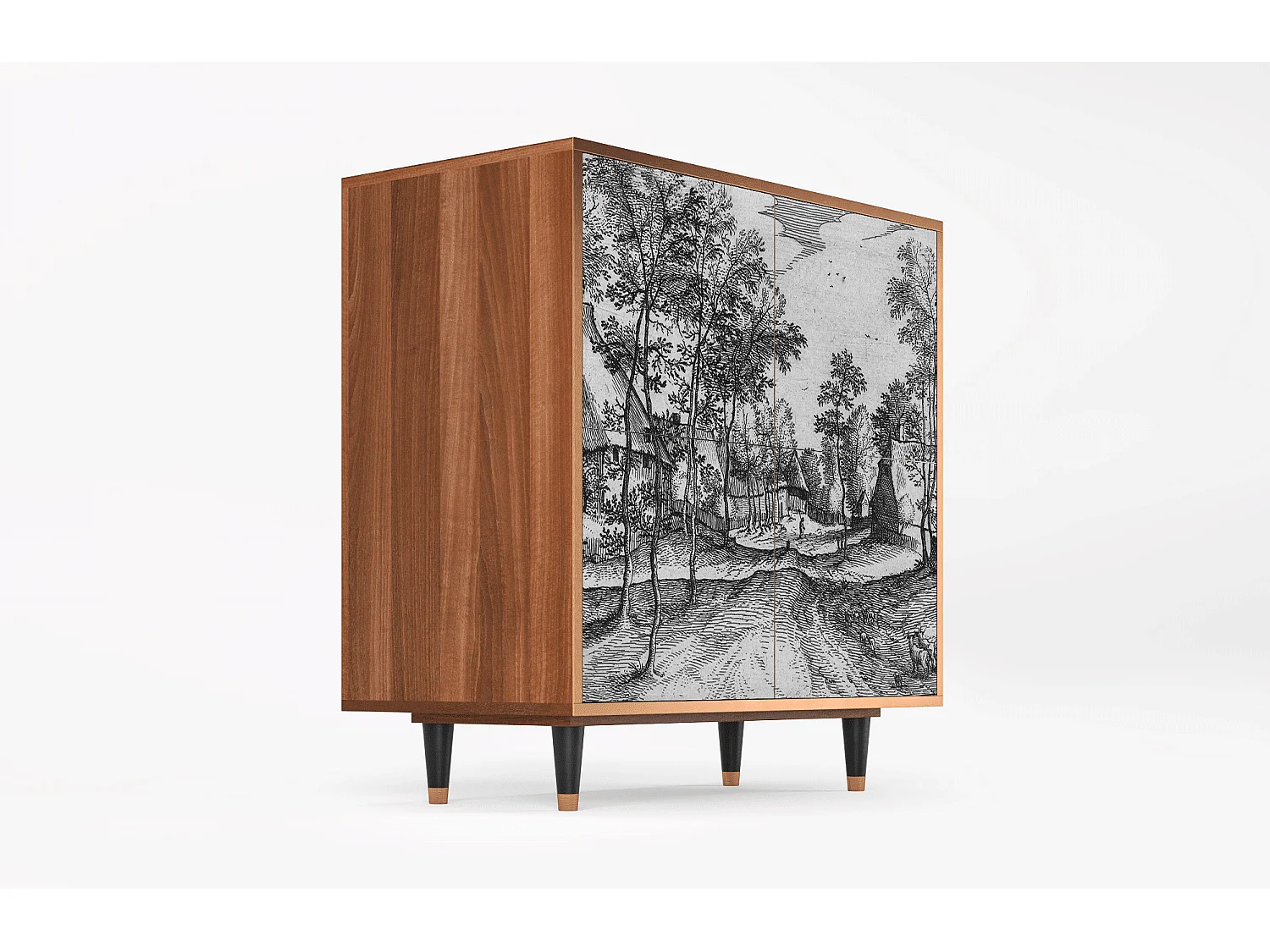 Kredens - 94x96x48 cm - BS3 - Village Road, Orzech