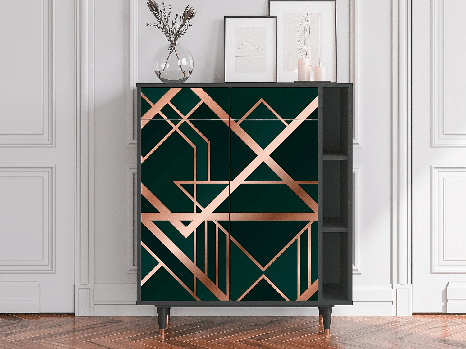 Kredens - 96х110х41 cm - BS6 - Emerald Gatsby, Antracyt