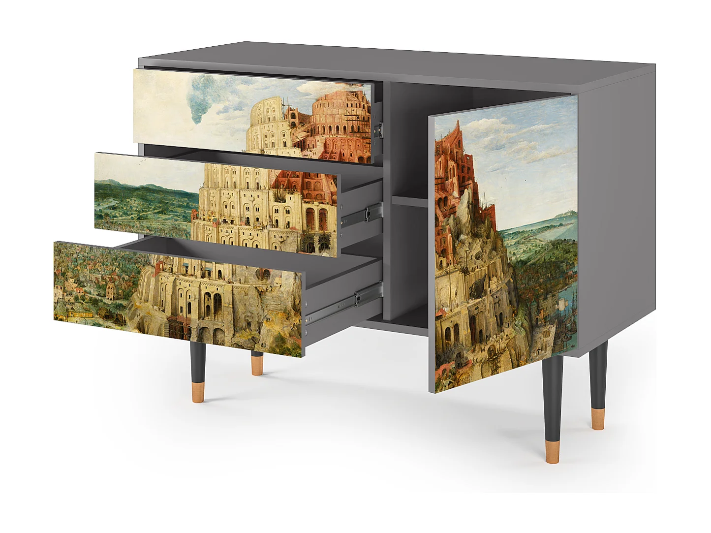 Kredens - 115х84х41 cm - S3 - Elder The Tower, Szary