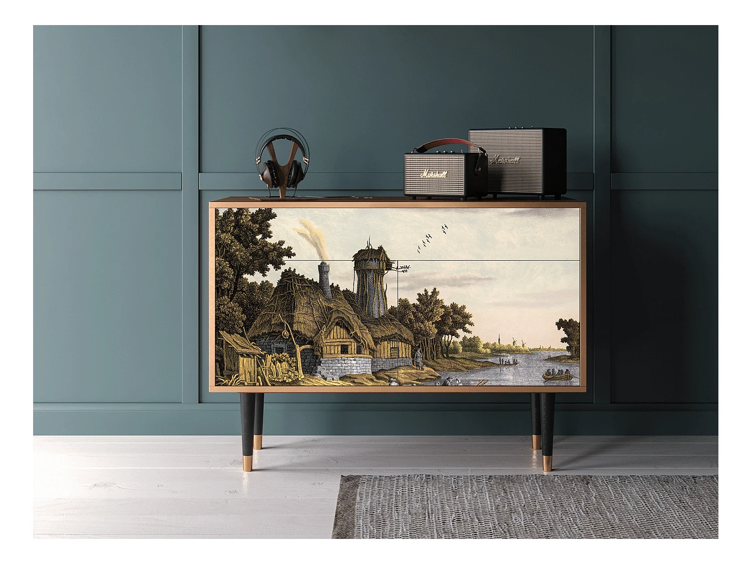 Buffet - 115x85x48 cm - BS4 - Mill along a River, Noyer