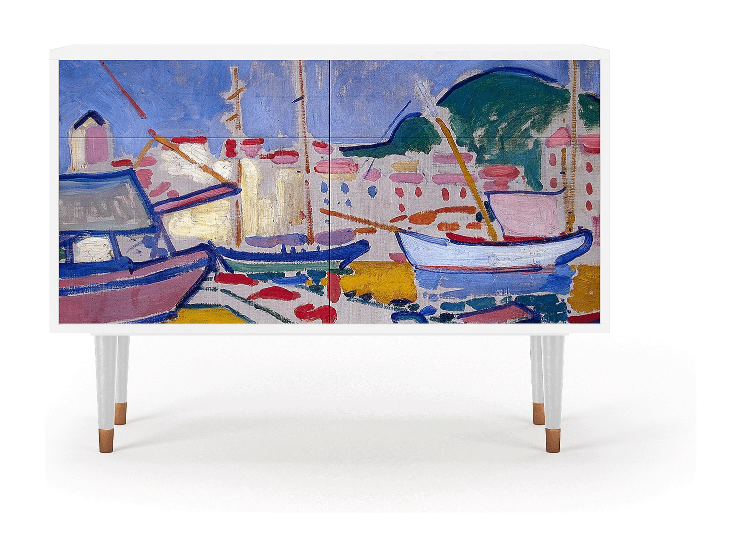 Kredens - 115x85x48 cm - BS4 - The Port of Collioure , Biały
