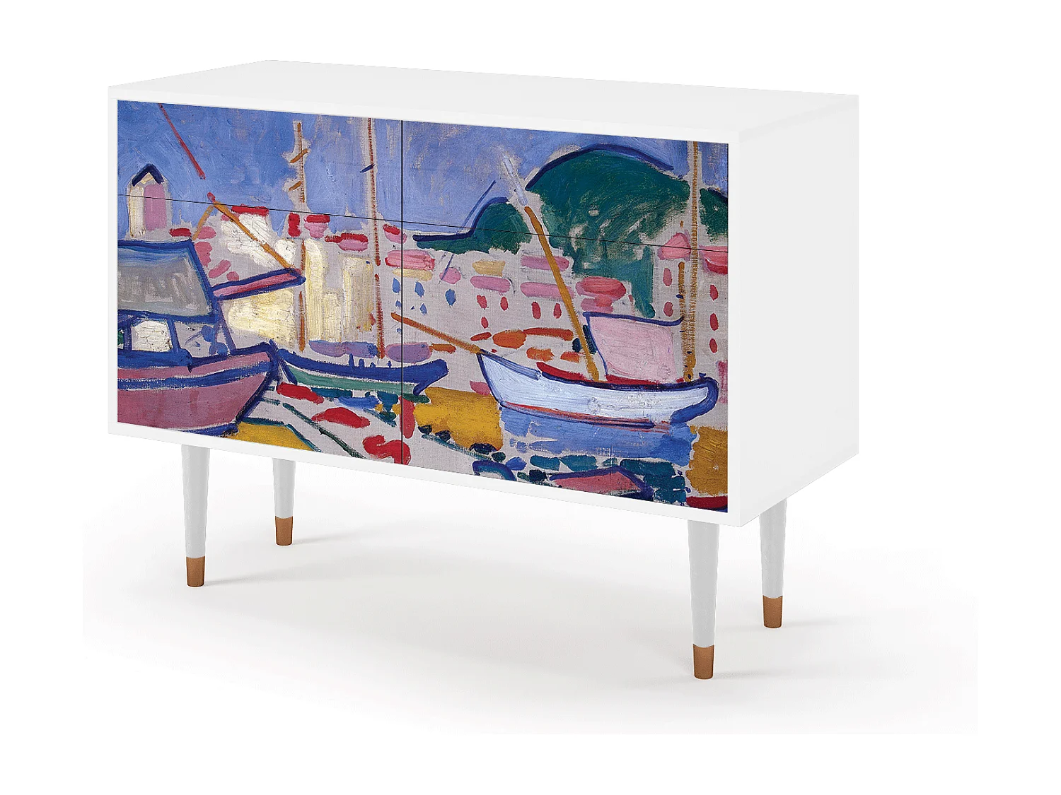 Kredens - 115x85x48 cm - BS4 - The Port of Collioure , Biały