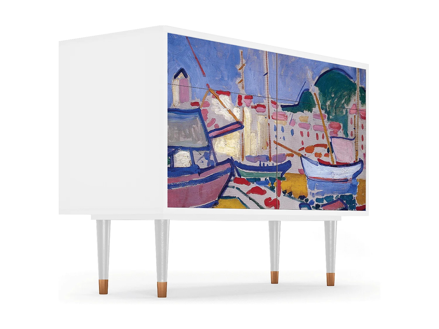 Kredens - 115x85x48 cm - BS4 - The Port of Collioure , Biały