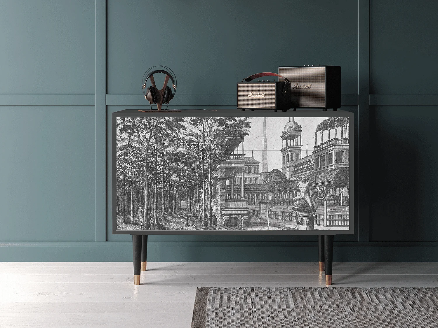 Kredens - 115x85x48 cm - BS4 - View of the Piazza, Antracyt