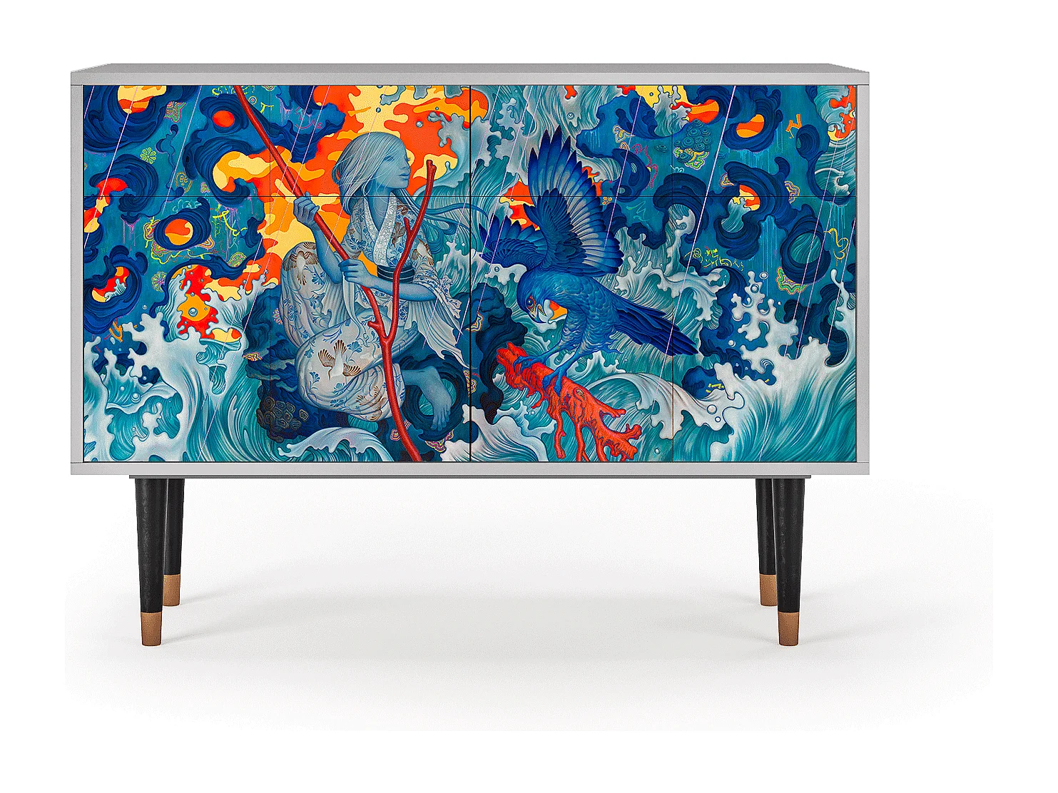 Aparador - 115x85x48 cm - BS4 - The Girl - James Jean, Gris