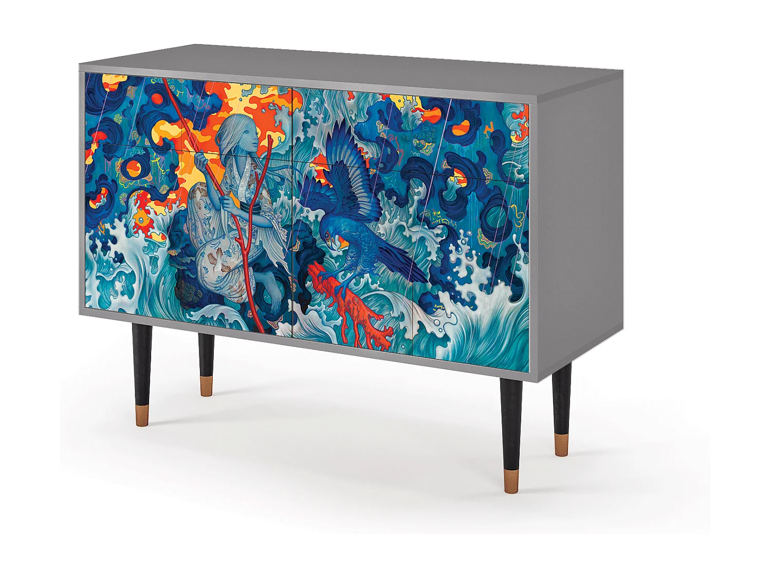 Sideboard - 115x85x48 cm - BS4 - The Girl - James Jean, Grau