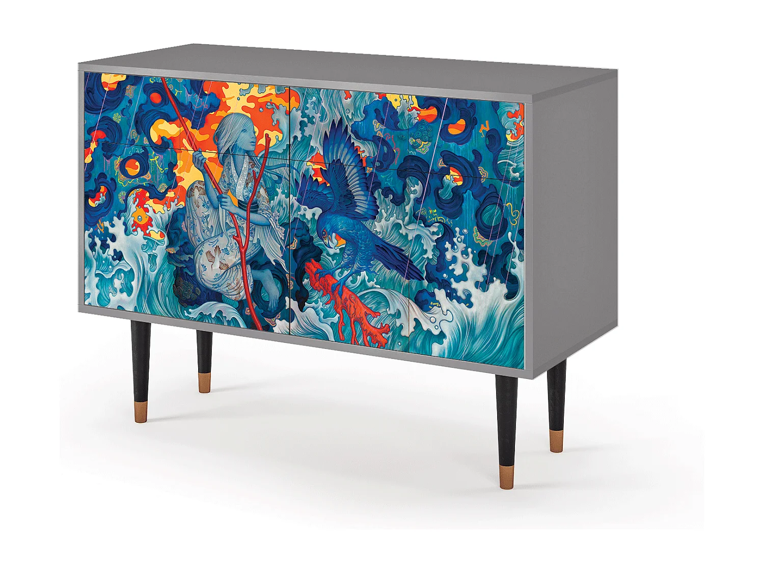 Sideboard - 115x85x48 cm - BS4 - The Girl - James Jean, Grau