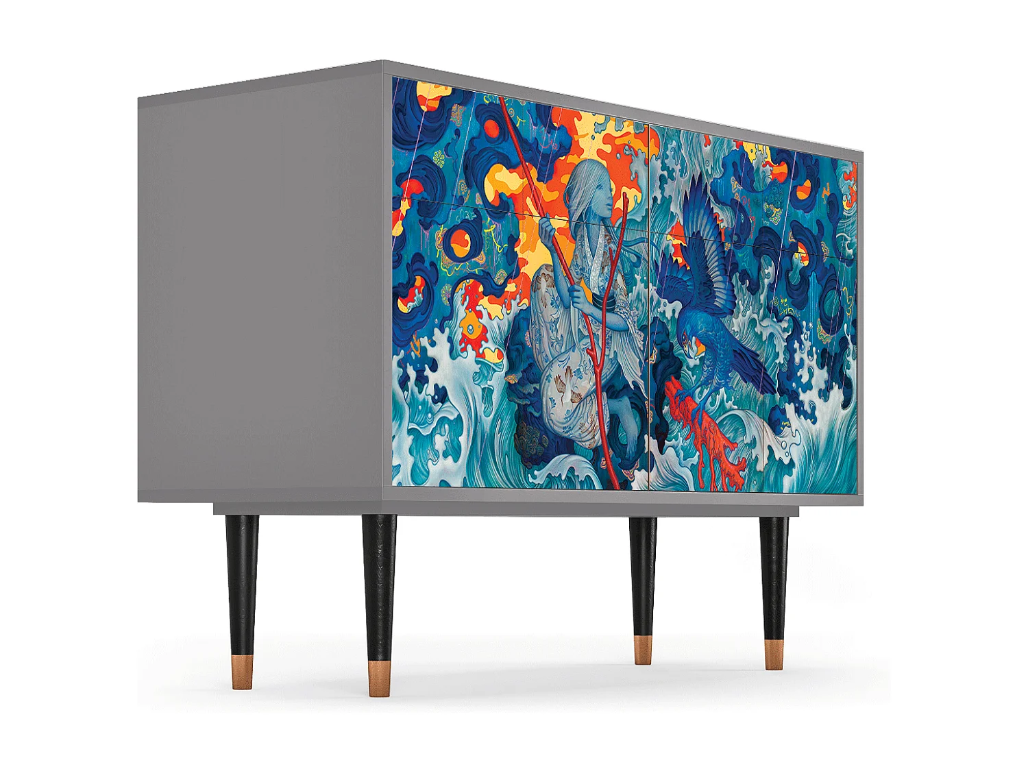 Sideboard - 115x85x48 cm - BS4 - The Girl - James Jean, Grau