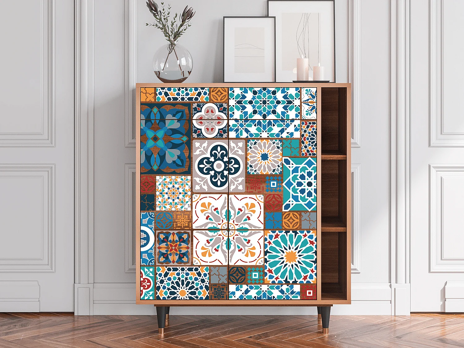 Sideboard - 96х110х41 cm - BS6 - Moroccan Market, Walnuss