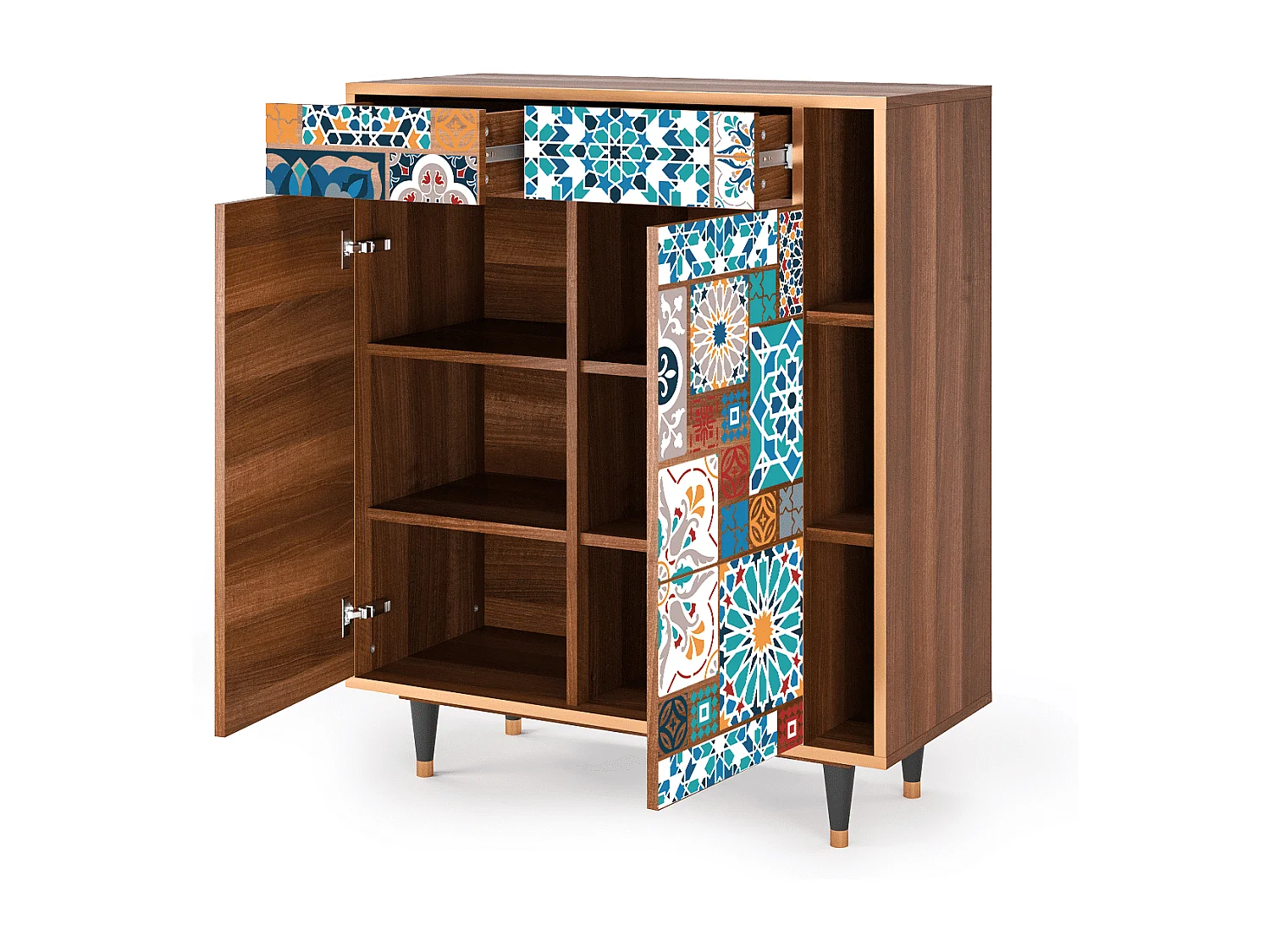 Sideboard - 96х110х41 cm - BS6 - Moroccan Market, Walnuss
