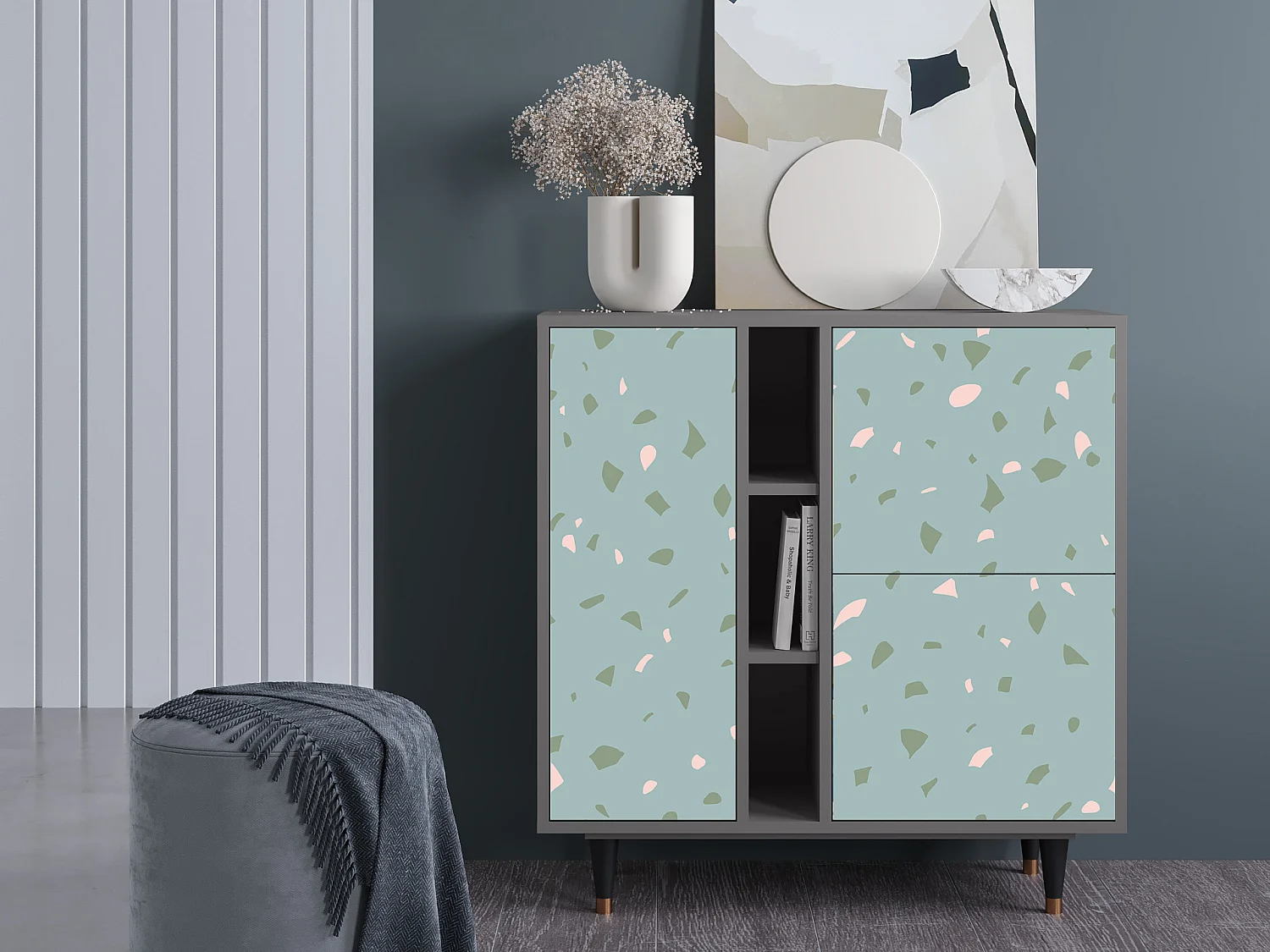 Sideboard - 94х96х41 cm - BS5 - Blue Drops, Grau