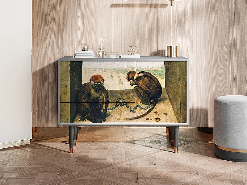 Kredens - 115х84х41 cm - S3 - Two Monkeys, Szary