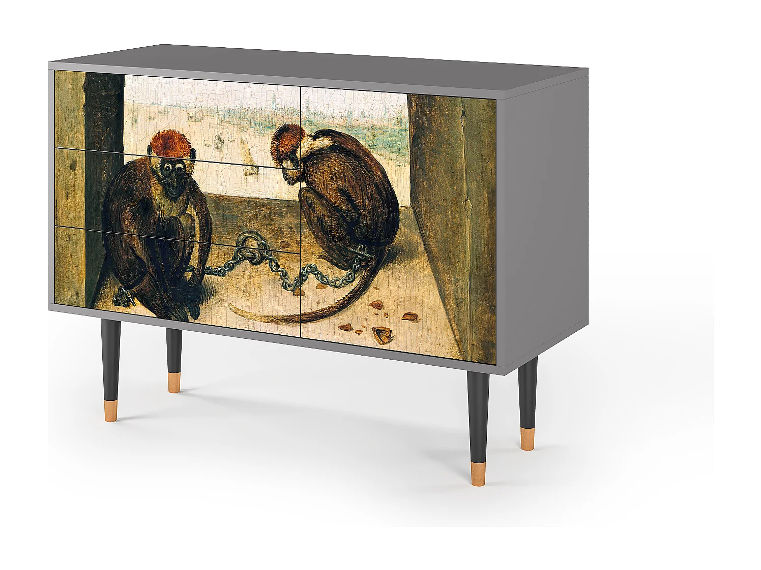 Kredens - 115х84х41 cm - S3 - Two Monkeys, Szary